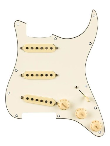 0992236509 Fender  Pre-wired Strat Pickguard, Pure Vintage '59 SSS w/RWRP middle, 11 screw holes, parchment