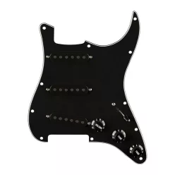   0992237506 Fender  Pre-wired Strat Pickguard Pure Vintage '65 SSS w/RWRP midde, 11 screw holes, black
