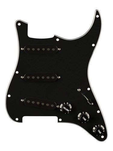 0992237506 Fender  Pre-wired Strat Pickguard Pure Vintage '65 SSS w/RWRP midde, 11 screw holes, black