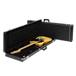   0996101306 Fender  deluxe case for electric guitar, leather handle and ends, black tolex & black interior