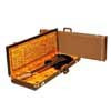 0996108422 Fender  deluxe case for electric guitar, leather handle and ends, brown tolex & gold plush interior