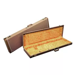   0996118422 Fender  deluxe case for Jaguar/Jazzmaster/Toronado/Jagmaster, leather, brown tolex & gold plush interior