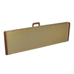   0996163400 Fender  deluxe case for Precision Bass®, leather handle and ends, tweed & red poodle plush interior