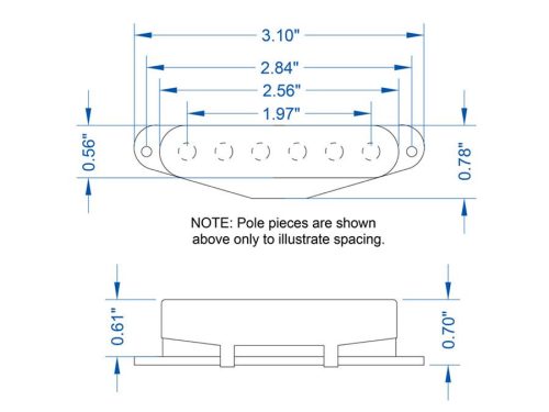 10-102-11-2 Lollar  single coil pickup "Vintage T Neck", chrome