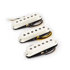   10-202-11514 Lollar  set of three "Sixty Four S" single coil pickups, neck / middle / bridge, flat poles, parchment