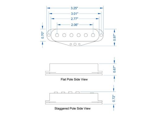 10-202-11514 Lollar  set of three "Sixty Four S" single coil pickups, neck / middle / bridge, flat poles, parchment