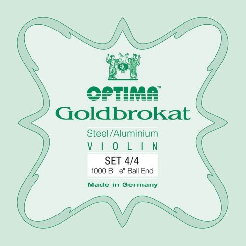 1000-44 Optima Goldbrokat string set for violin 4/4, steel & aluminum, with ball end E-1 string