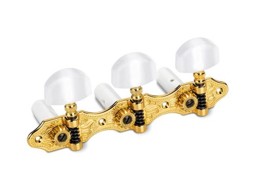 1033056331 Schaller  machine heads Houser model, acrylic white pegs, white string rollers, gold