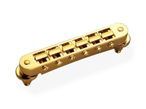 12090500 Schaller  GTM tune-o-matic guitar bridge, 10,5mm spacing, 14"radius, gold