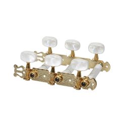   127-PG Boston  machine heads for classic guitar, nylon shaft, 3x left+3x right, 70mm, gold, pearloid buttons