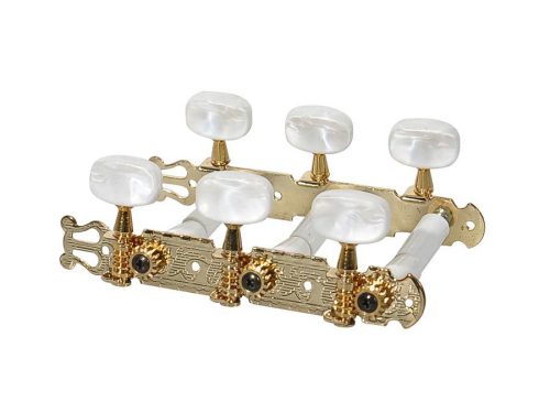 127-PG Boston  machine heads for classic guitar, nylon shaft, 3x left+3x right, 70mm, gold, pearloid buttons