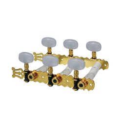   129-G Boston  machine heads for classic guitar, nylon shaft, 3x left+3x right, 70mm, gold, pearloid buttons