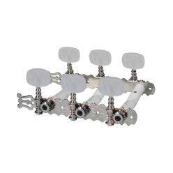   129-P Boston  machine heads for classic guitar, nylon shaft, 3x left+3x right, 70mm, nickel, pearloid buttons