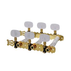   129-PG Boston  machine heads for classic guitar, nylon shaft, 3x left+3x right, 70mm, gold, pearloid buttons