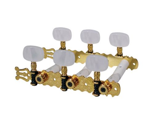 129-PG Boston  machine heads for classic guitar, nylon shaft, 3x left+3x right, 70mm, gold, pearloid buttons