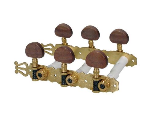 130-SB Boston  machine heads for classic guitar, nylon shaft, 3x left+3x right, 70mm, solid brass, wood buttons