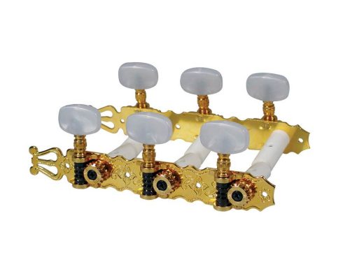 131-G Boston  machine heads for classic guitar, nylon shaft, 3x left+3x right, 70mm, gold, pearloid buttons