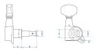 191-BLR Wilkinson  machine heads for guitar, die cast, 3x left+3x right, low gearing 19:1, black