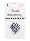 1980351088 Fender  checkerboard picks, 351 shape, celluloid, 8-pack