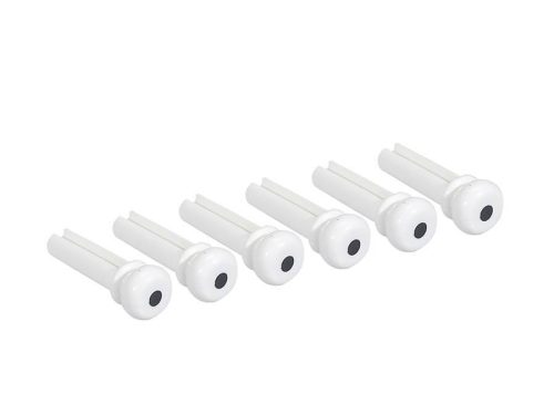 2120 Boston  bass bridge pins, plastic, 6-pack, white with black dot