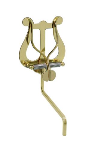 313-MS Riedl  saxophone lyre, double bent rod, medium lyre, brass lacquered