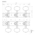 35G-620-2M Gotoh  machine heads for classic guitar, nylon shaft, 3x left+ 3x right, 70 mm, ivoroid button