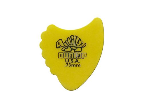 414-R-73 Dunlop Tortex Sharkfin picks, 72-pack, yellow, 0.73 mm.