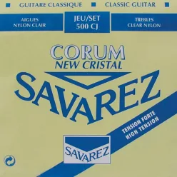   500-CJ Savarez New Cristal Corum string set classic, New Cristal trebles, silverwound Corum basses, hard tension