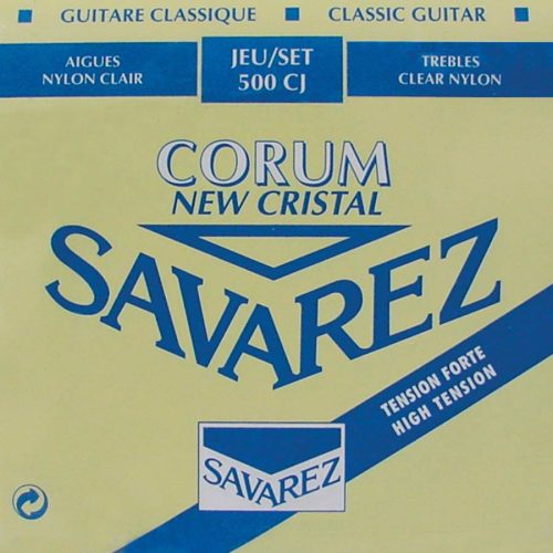 500-CJ Savarez New Cristal Corum string set classic, New Cristal trebles, silverwound Corum basses, hard tension