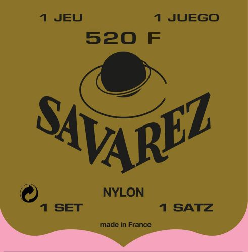 520-F Savarez  string set classic, Rouge, rectified nylon, traditional basses, hard tension, wound G-3