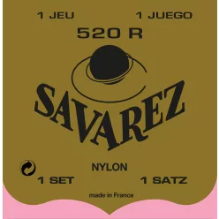   520-R Savarez  string set classic, Rouge, rectified nylon, traditional basses, hard tension