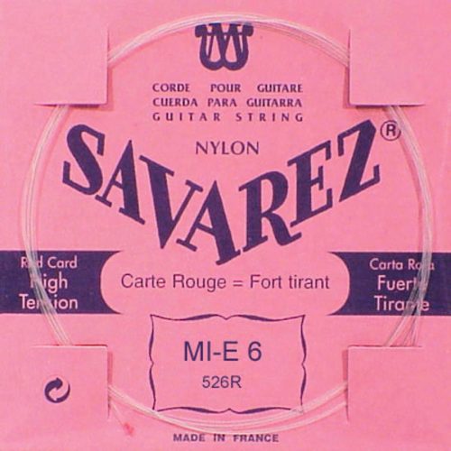 526-R Savarez  E-6 string, silverplated nylon (rouge), from 520-R set, hard tension