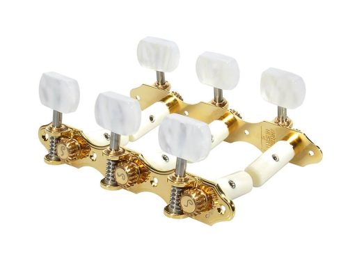 6105636011 Schaller GrandTune Classic Hauser machine heads pearloid white pegs, white string rollers, gold