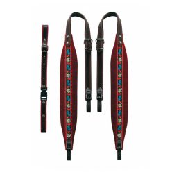   70-L-TVR Boston  accordion straps pair, 80-96 bas, tirol 95-102 x 7,0cm, backstr, "tiroler", leather & red velvet