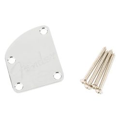   7708383049 Fender Genuine Replacement Part neck plate Deluxe and Elite guitars, 'F-logo', 4-bolt, chrome