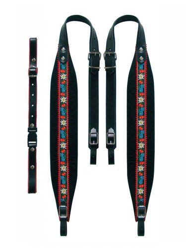 80-X-TVB Boston  accordion straps pair, 120 bas, tirol 102-107 x 8,0cm, backstr, "tiroler", leather & black velvet