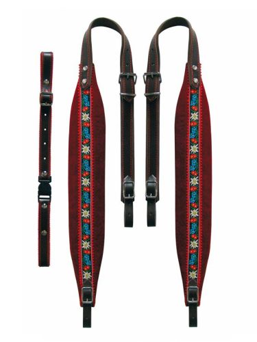 80-X-TVR Boston  accordion straps pair, 120 bas, tirol 102-107 x 8,0cm, backstr, "tiroler", leather & red velvet