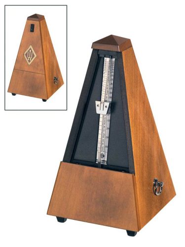 803M Wittner Maelzel metronome, pyramid shaped, wooden casing, without bell, mat silk, walnut-colored