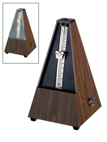 804K Wittner Maelzel metronome, pyramid shaped, plastic casing, without bell, walnut grain