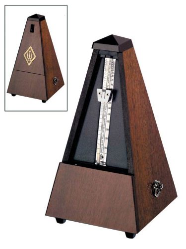 804M Wittner Maelzel metronome, pyramid shaped, wooden casing, without bell, mat silk, genuine walnut