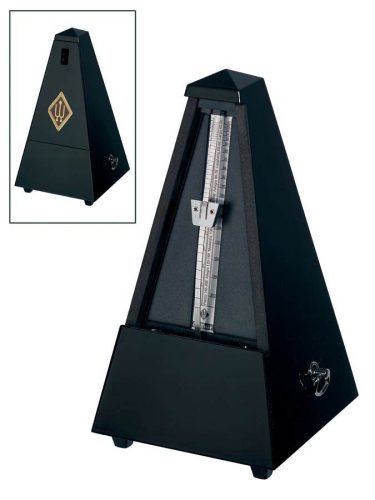 806M Wittner Maelzel metronome, pyramid shaped, wooden casing, without bell, mat silk, black