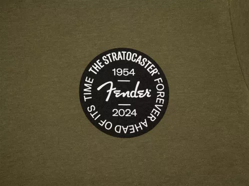 9101293497 Fender Clothing T-Shirts Stratocaster 70th Anniversary badge tee, olive, M