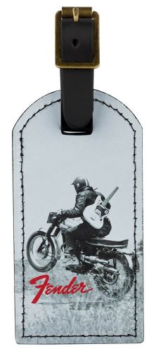 9106101003 Fender  vintage ad luggage tag, motorcycle rider