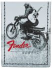 9106101003 Fender  vintage ad luggage tag, motorcycle rider