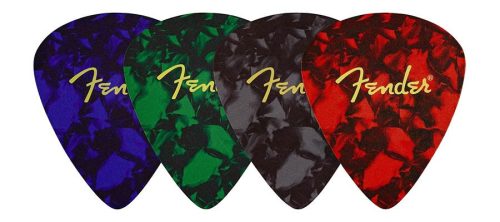 9106109000 Fender  pick shaped coasters, multi-coloured with logo, 4 pcs,