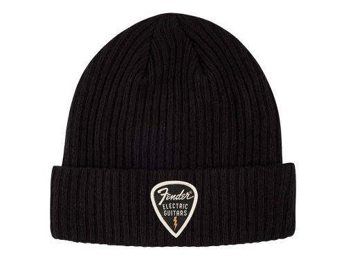 9106111707 Fender Clothing Headwear pick patch ribbed beanie, black