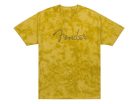 9122431306 Fender  spaghetti logo tie-dye T-Shirt, mustard, S