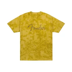   9122431406 Fender  spaghetti logo tie-dye T-Shirt, mustard, M