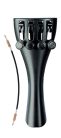 918131 Wittner Ultra violin tailpiece, 1/2, synthetic, black, with 4 finetuners