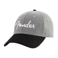   9190121000 Fender Clothing Headwear Hipster dad hat, gray and black, one size fits most